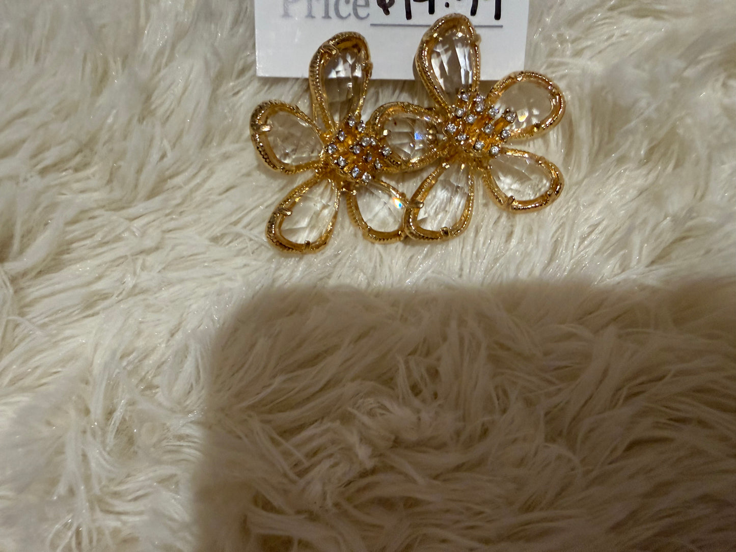 Gold and Crystal Statement Flower Earrings