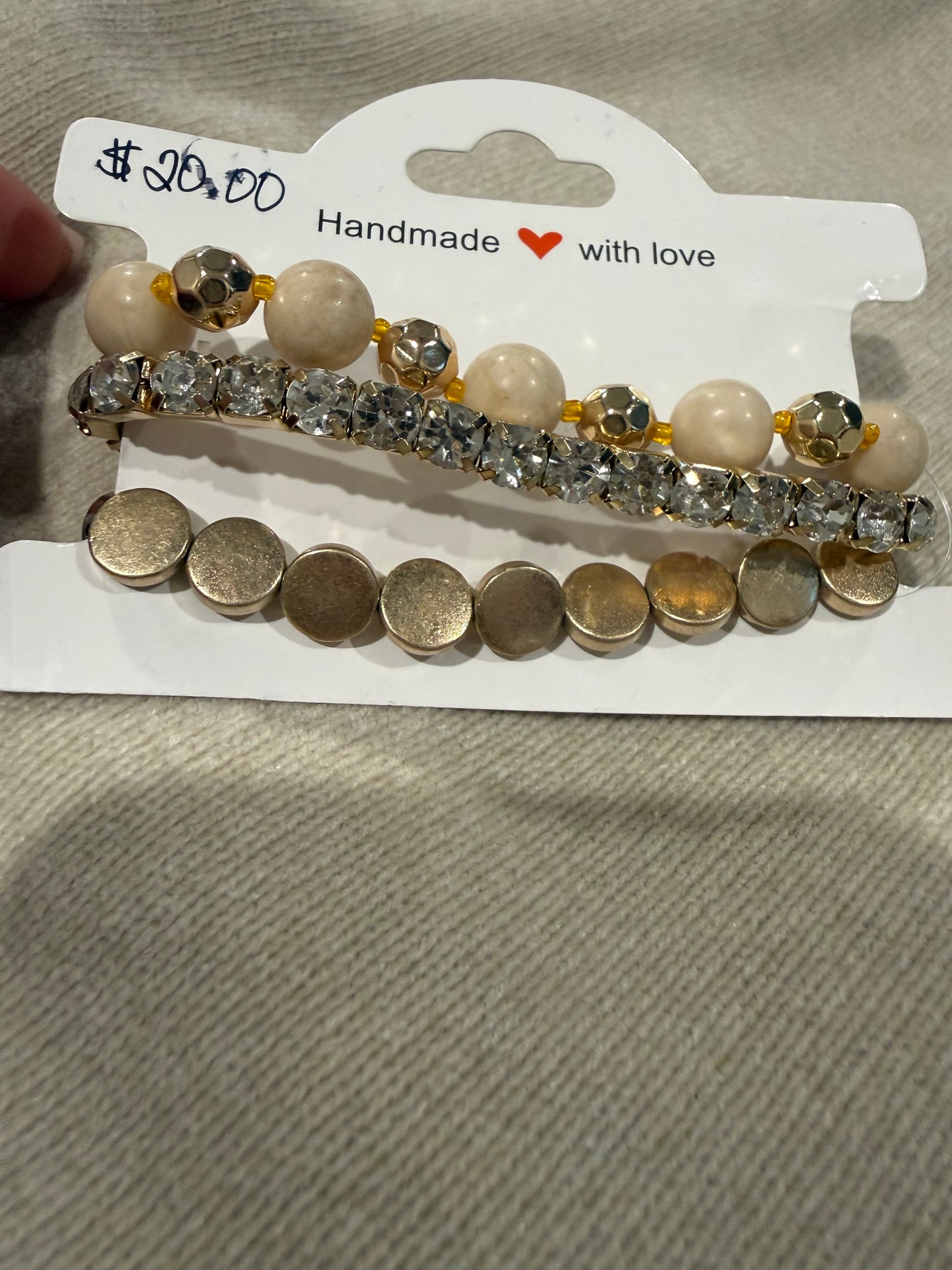 Gold, Rhinestone, & Circle Bracelet Set