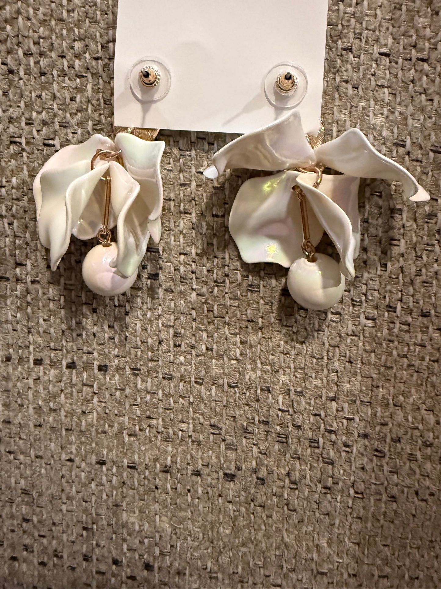 Iridescent White Earrings