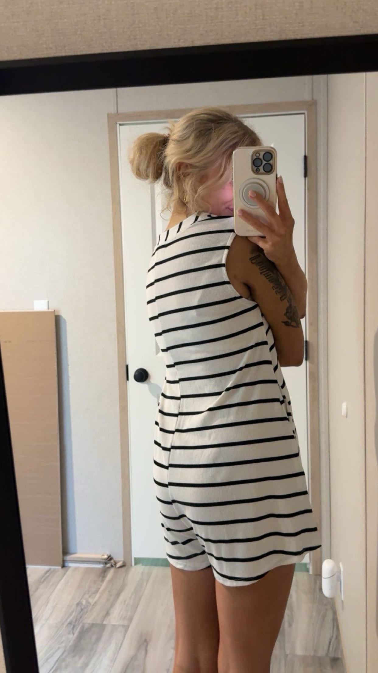 B&W Stripe Button Romper