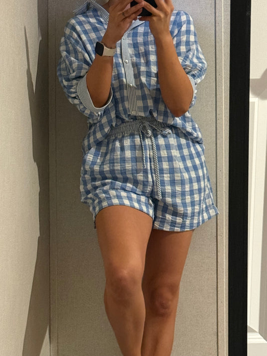 Blue Gingham Short Set