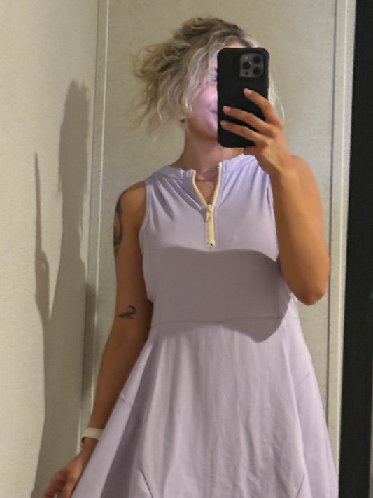 Purple Zipper Athletic Dress