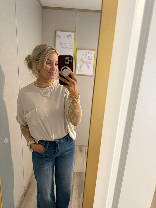Cream Layering Lace Top