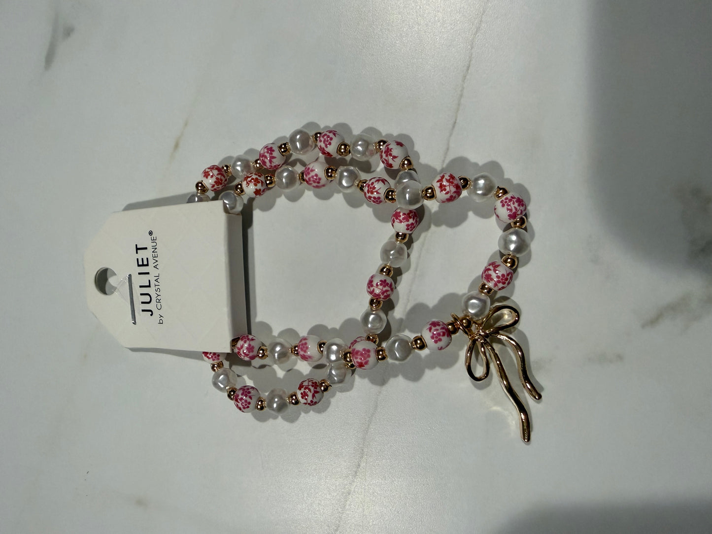 Pink Floral Bow Bracelets