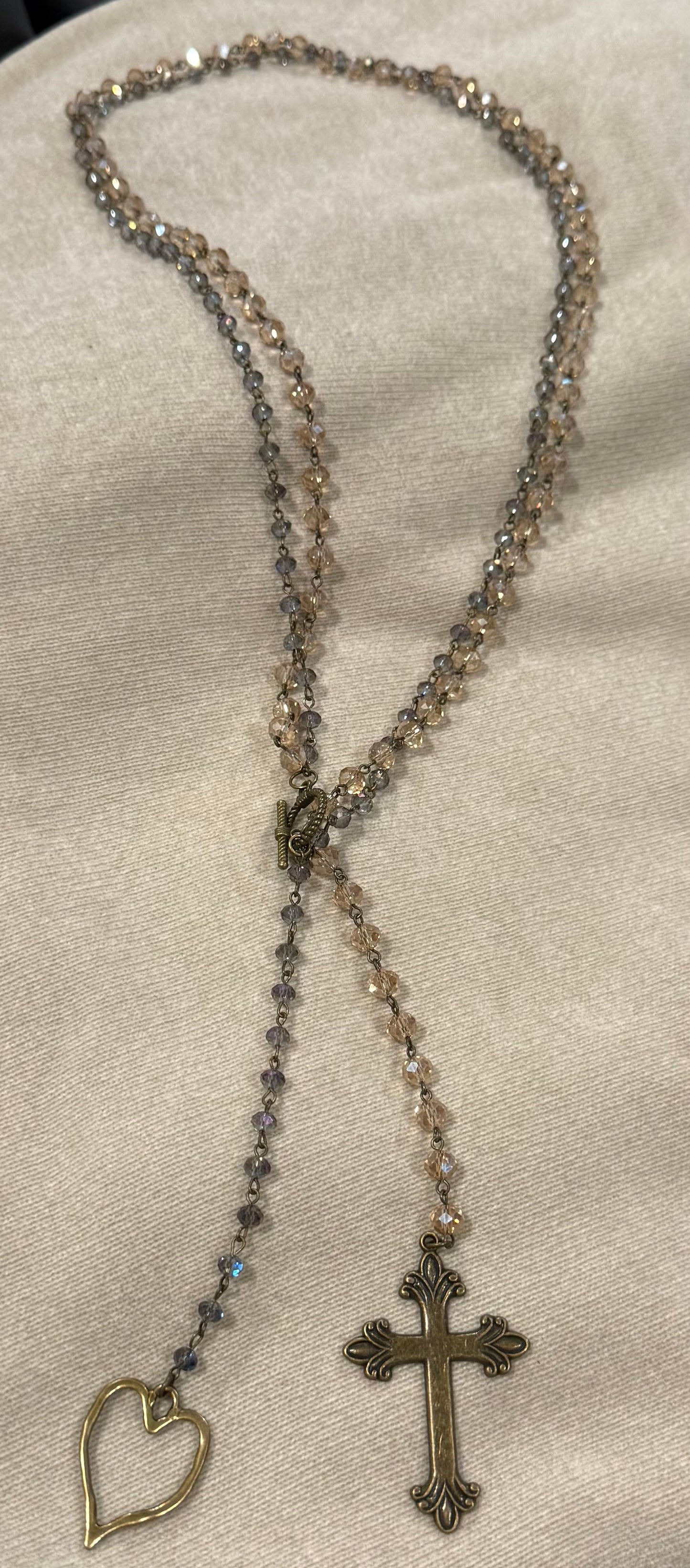 Multicolor Cross & Heart Long Necklace