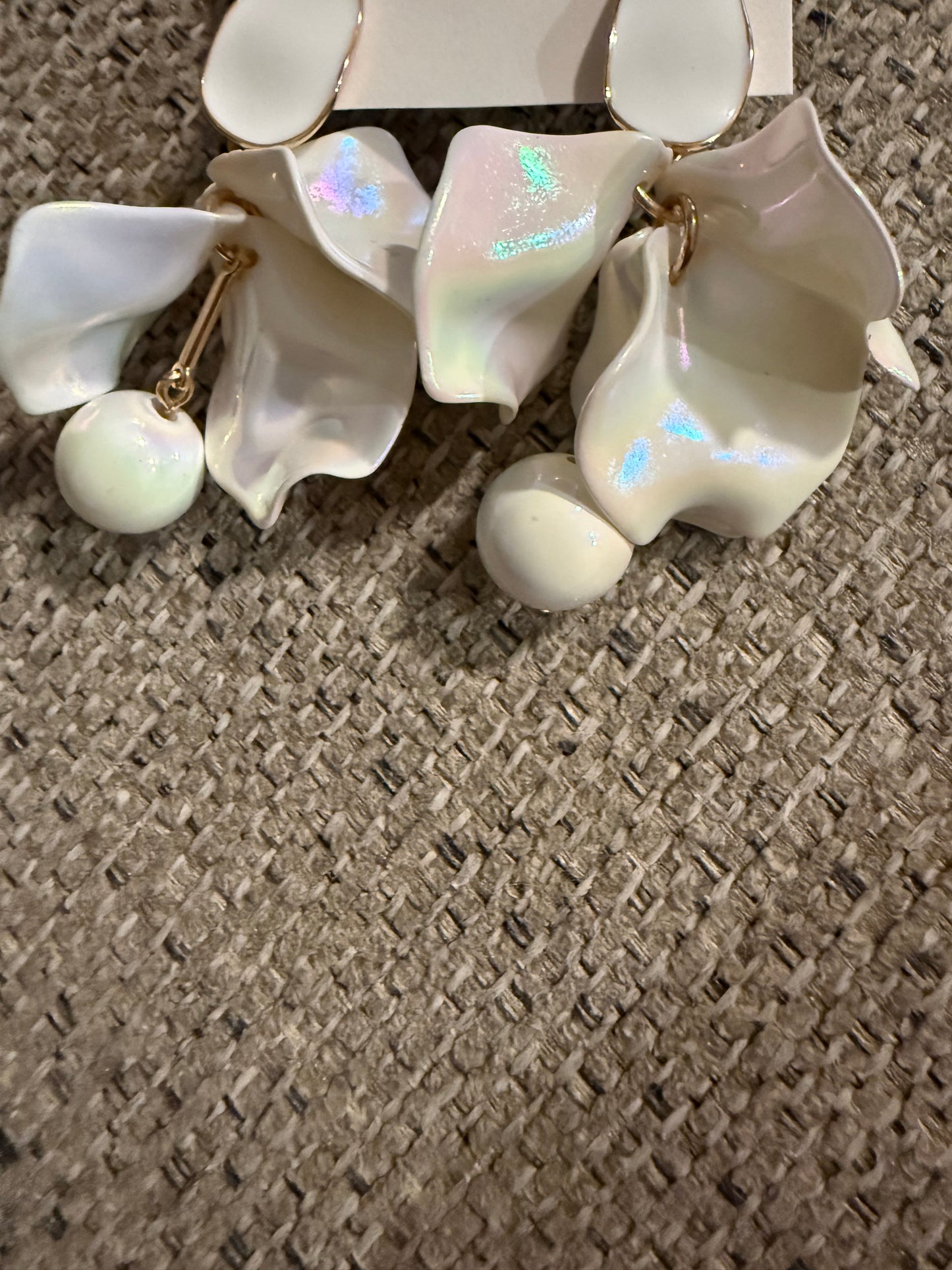 Iridescent White Earrings
