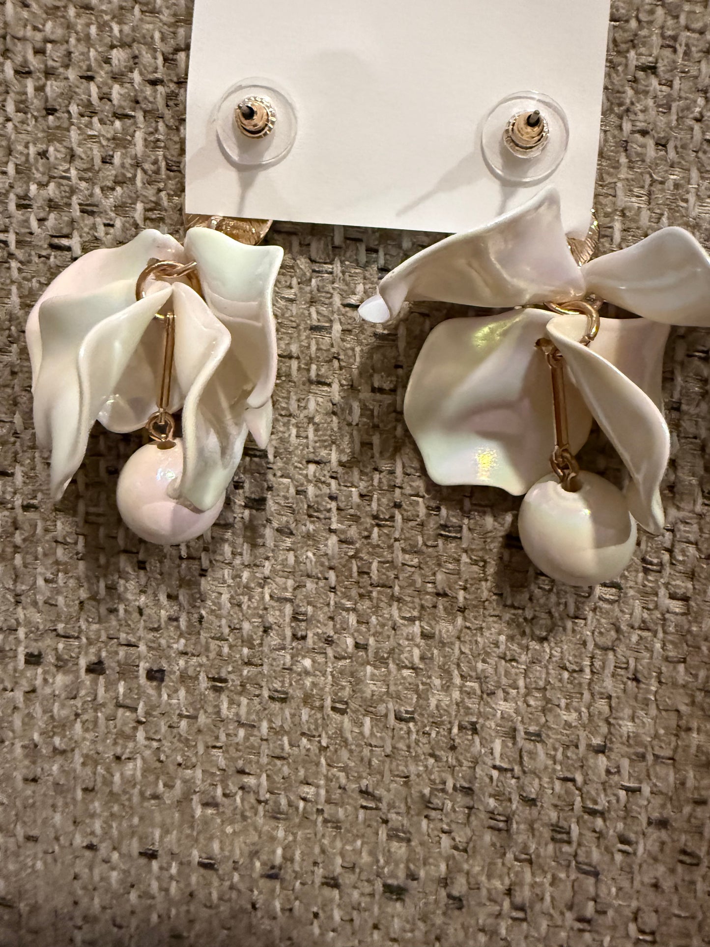 Iridescent White Earrings