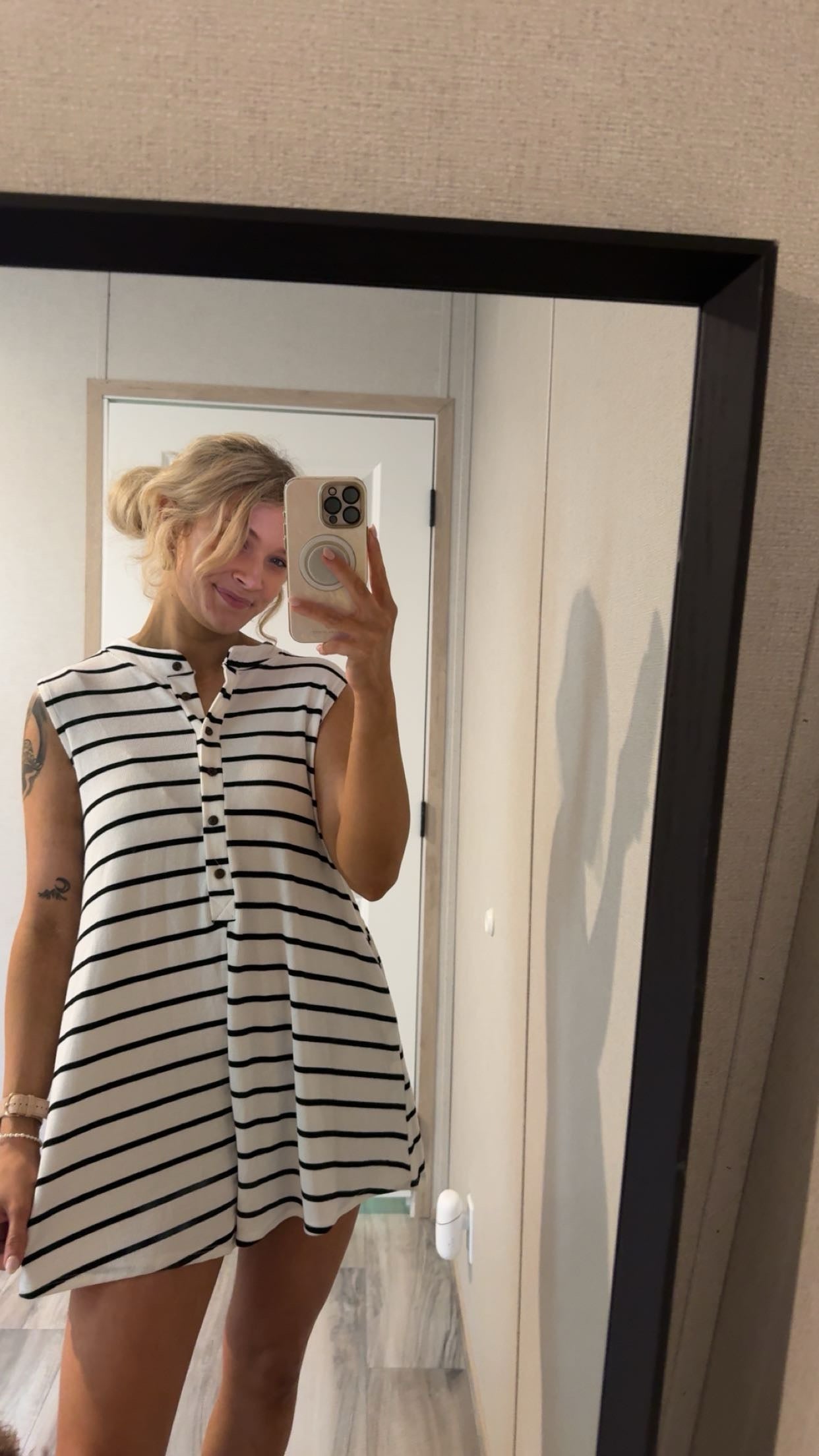 B&W Stripe Button Romper