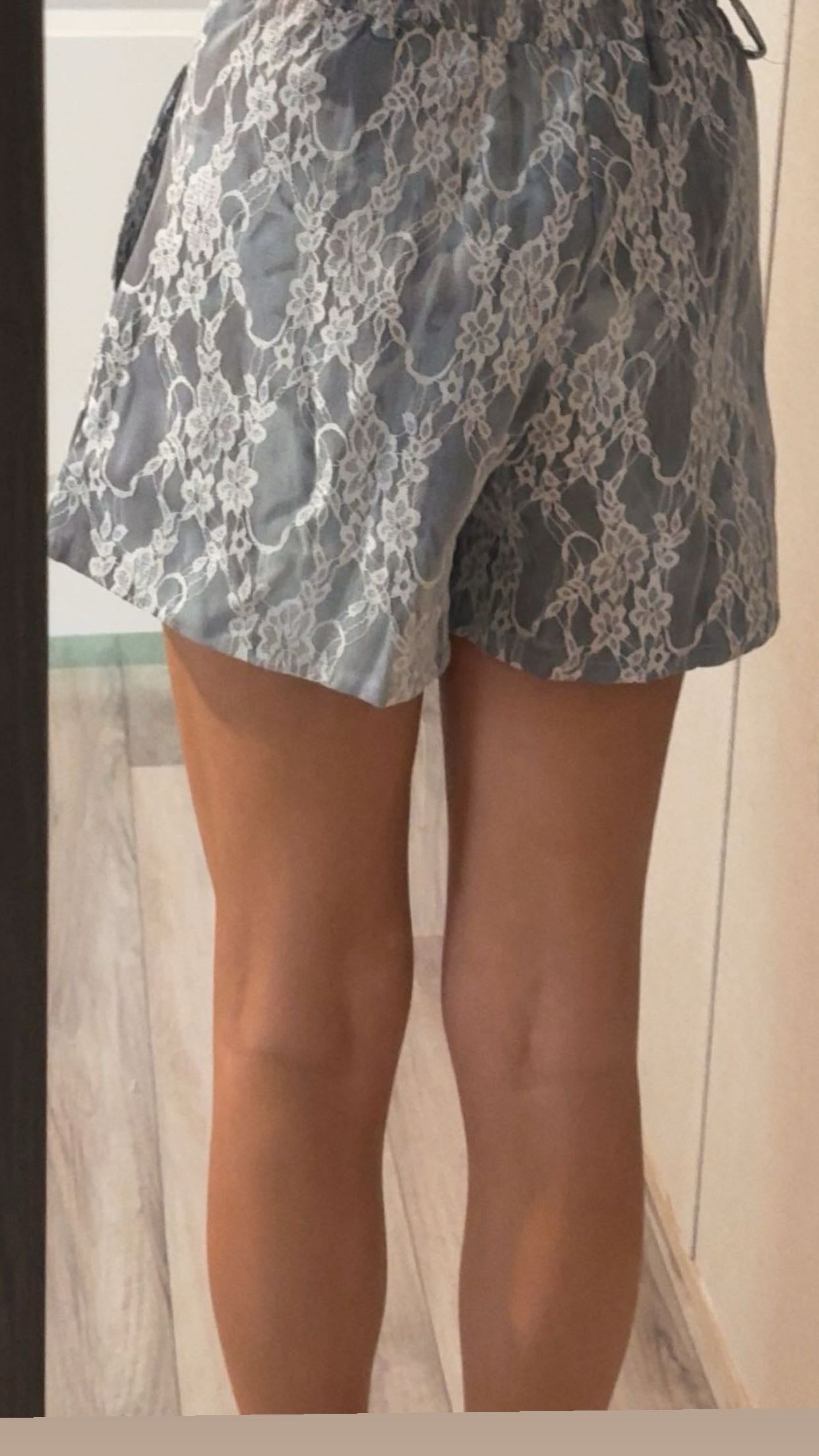 Denim Lace Overlay Shorts