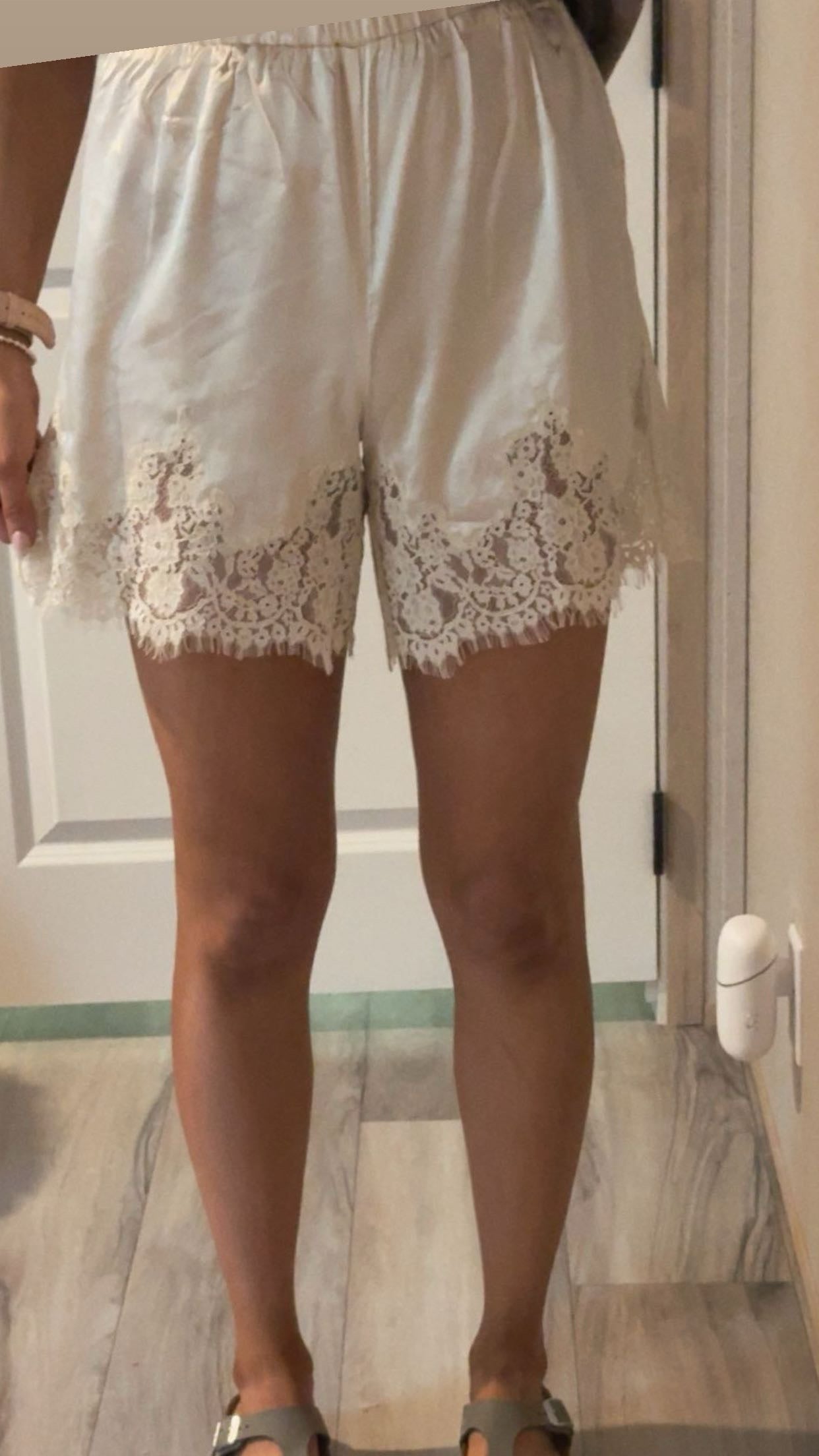Cream Satin w/ Lace Shorts