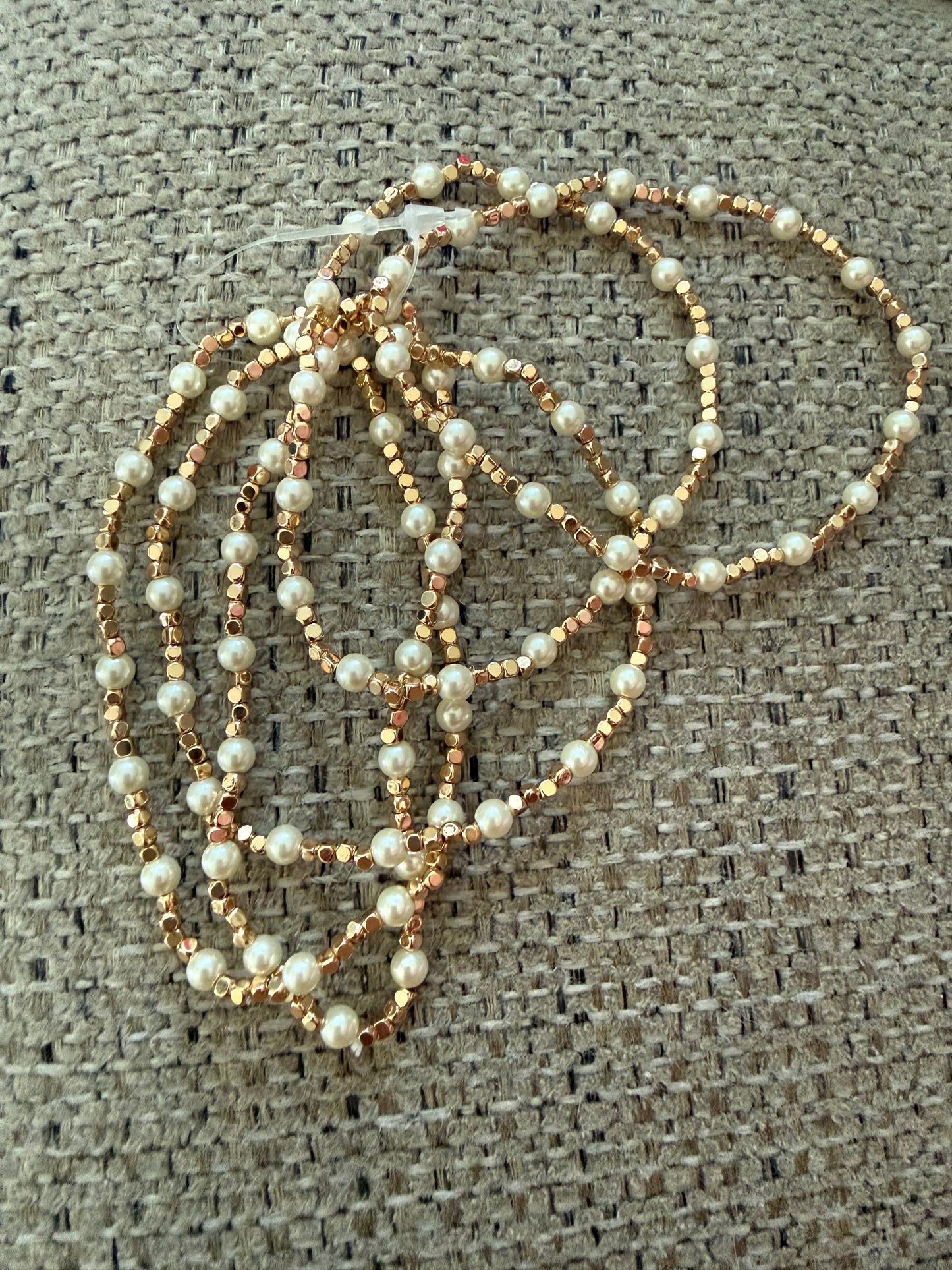 Gold & Pearl 5 Pc Bracelet Set